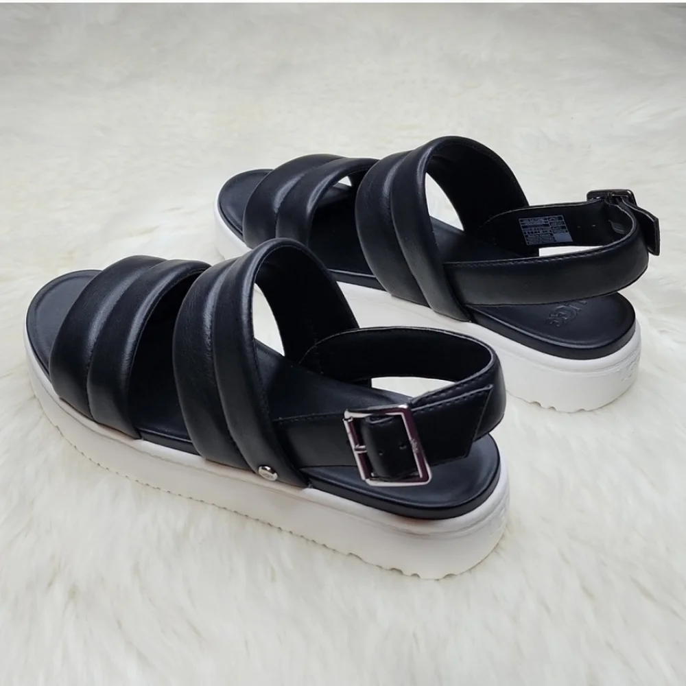 UGG Zayne Slingback Platform Sandal Black Leather